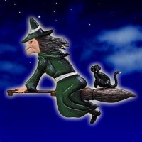 Witch & Cat Green